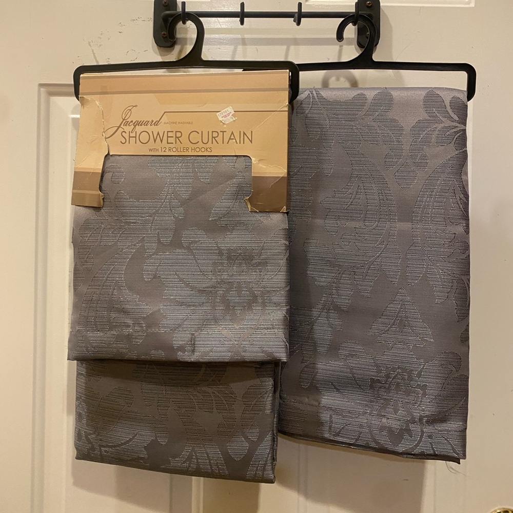 Damask Jacquard Shower Curtain - Gray - Picture 2 of 2